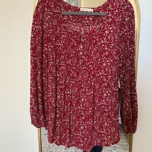 Red Floral Babydoll Top